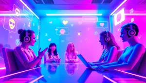 Engaging AI sexchat environment showcasing vibrant digital interactions with playful AI characters.