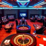 Experience the excitement of U88 Casino with vibrant gaming tables and alluring slot machines.
