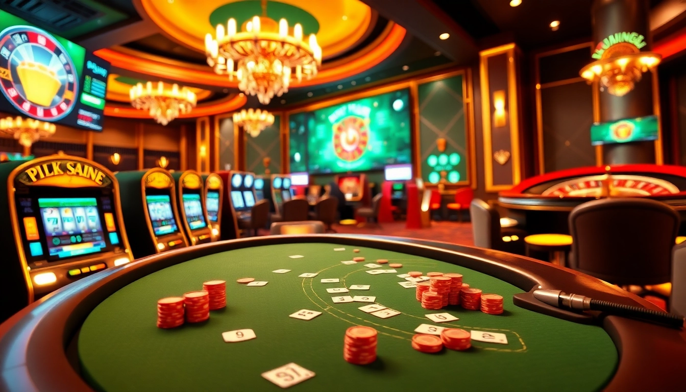 Experience thrilling gaming action at 789bet com with poker tables and vibrant slot machines.