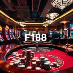F168 casino players engaging at a vibrant poker table amidst dynamic gambling action.