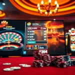 Experience the excitement of online gambling with OK365 link showcased in a modern casino scene.