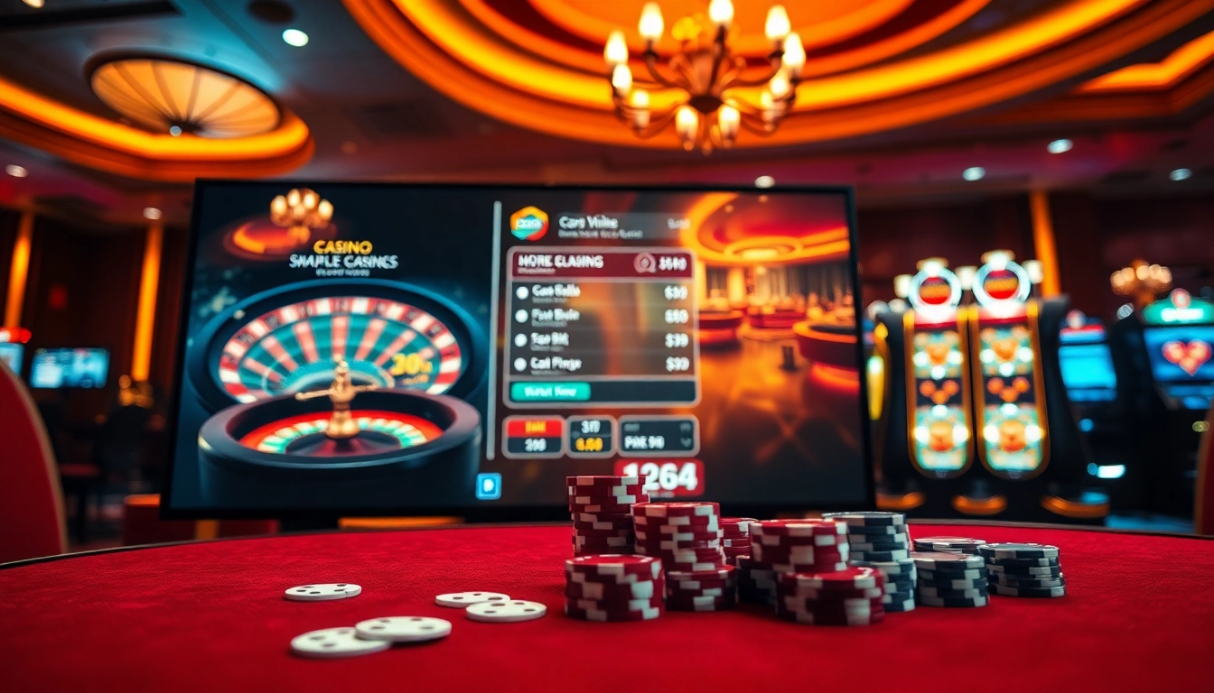 Experience the excitement of online gambling with OK365 link showcased in a modern casino scene.