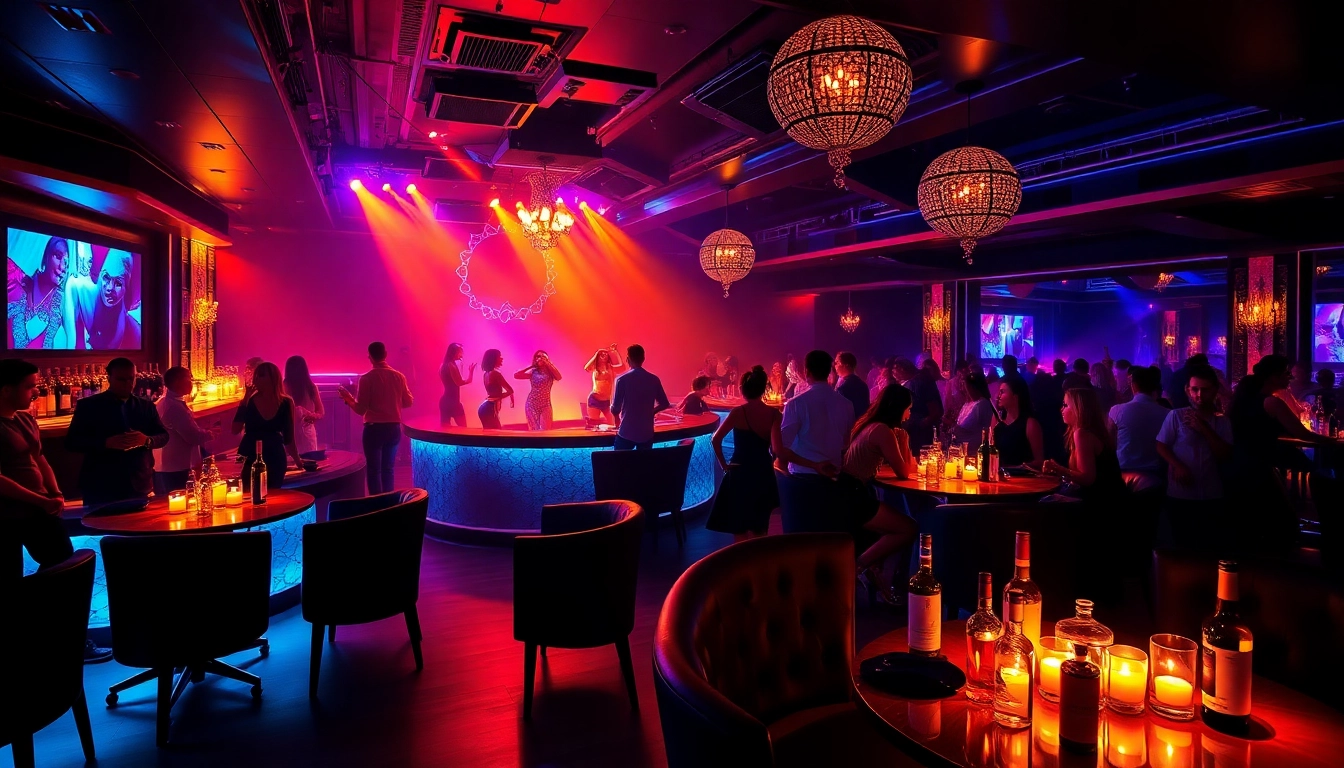 Experience the electric nightlife at Club sxm, showcasing vibrant dancers and premium cocktails in a luxurious setting.