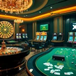 Experience the excitement of gambling at XX88 with luxurious casino tables and vibrant slot machines.