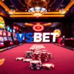 Experience thrilling gaming action at VSBET with vibrant casino tables and colorful slot machines.