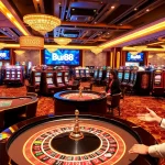 Players engaging in thrilling games at Bu88 online casino featuring vibrant tables and slot machines.