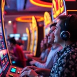 Exciting Kode4d link gameplay scene featuring vibrant slot machines and players in a digital gaming environment.
