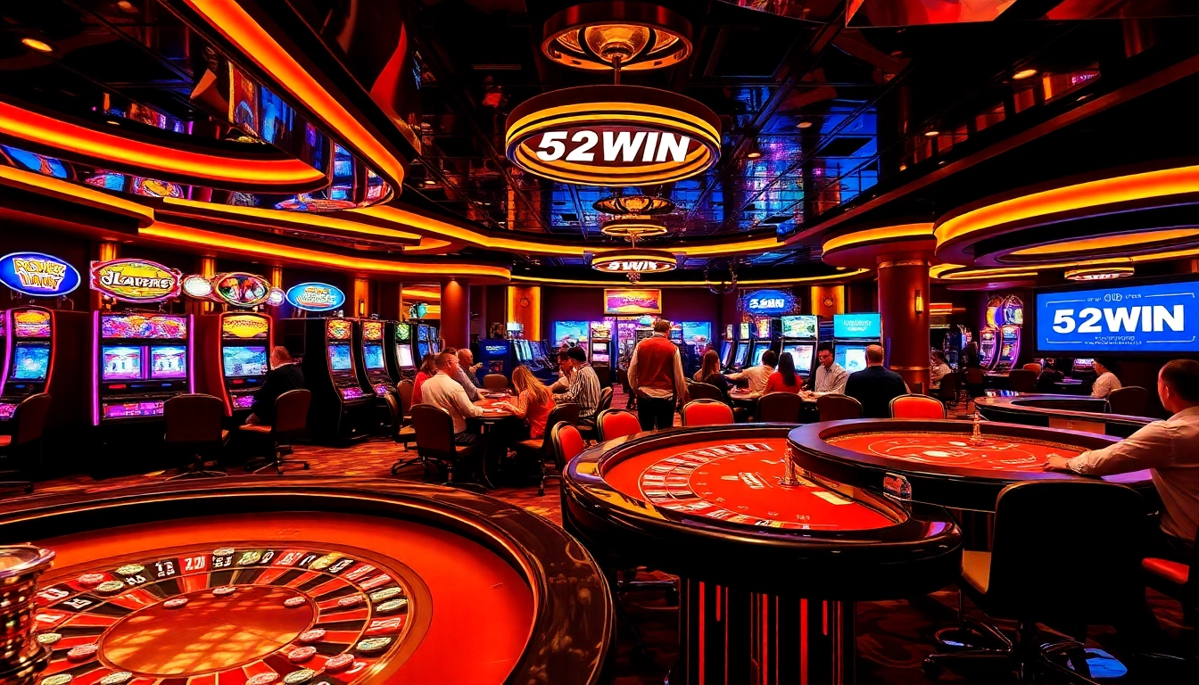 Experience the thrill of gambling with 52WIN at a vibrant casino atmosphere.