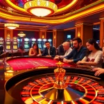 KJC players enjoying vibrant games at a luxurious casino, featuring roulette and slots.