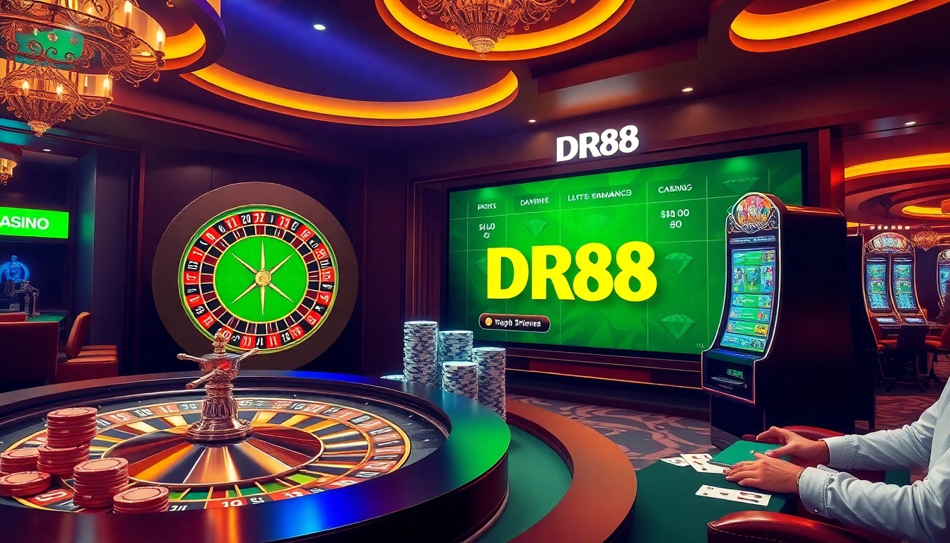 Experience the excitement at DR88 with vibrant gaming elements and professional atmosphere.