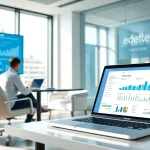 E-defter software in a modern office showcasing digital bookkeeping efficiency.