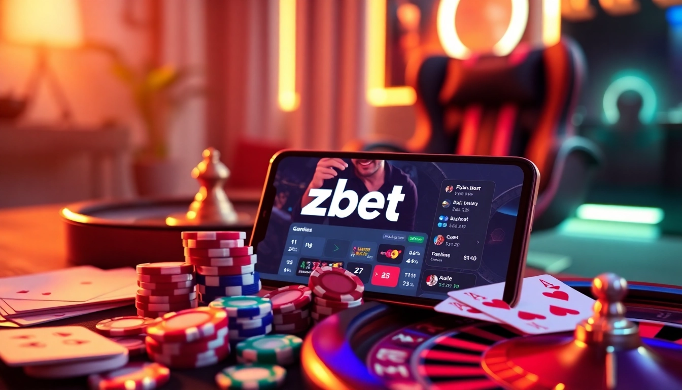 Experience online gaming excitement with the zbet app on a luxurious casino table setup.