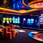 Experience the thrill of winning at S8 with a dynamic casino scene featuring poker games and vibrant slot machines.