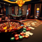 Experience the thrill of gambling at https://mm88.in.net/ with a luxurious casino scene featuring roulette, poker, and slot machines.
