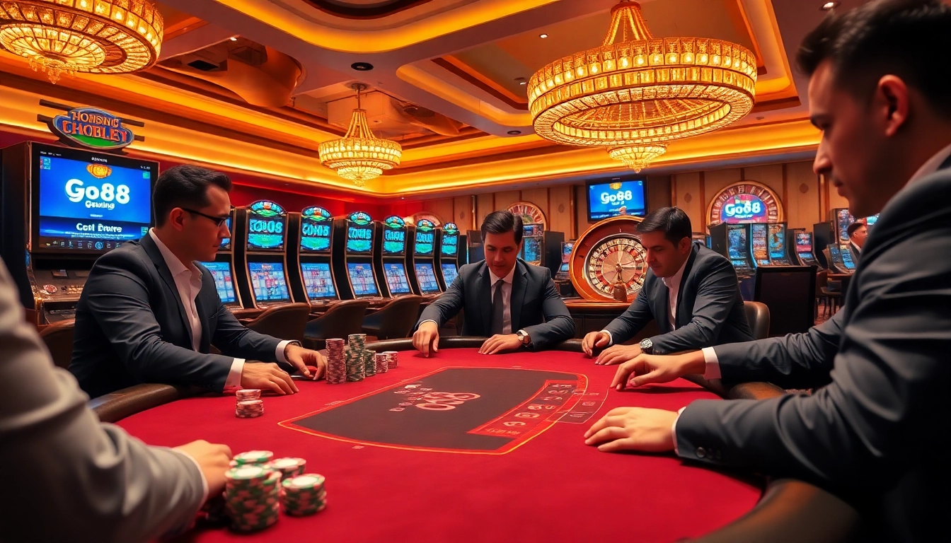 Experience thrilling gameplay at https://go8.bz/ with colorful poker chips and spinning roulette wheel.