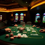 Intense gamblers at PU888 casino table with vibrant poker chips and cards, showcasing professional gaming atmosphere.