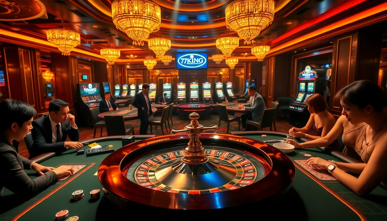 Experience the thrill of Nhà cái 79KING with luxurious casino tables and vibrant gambling activities.