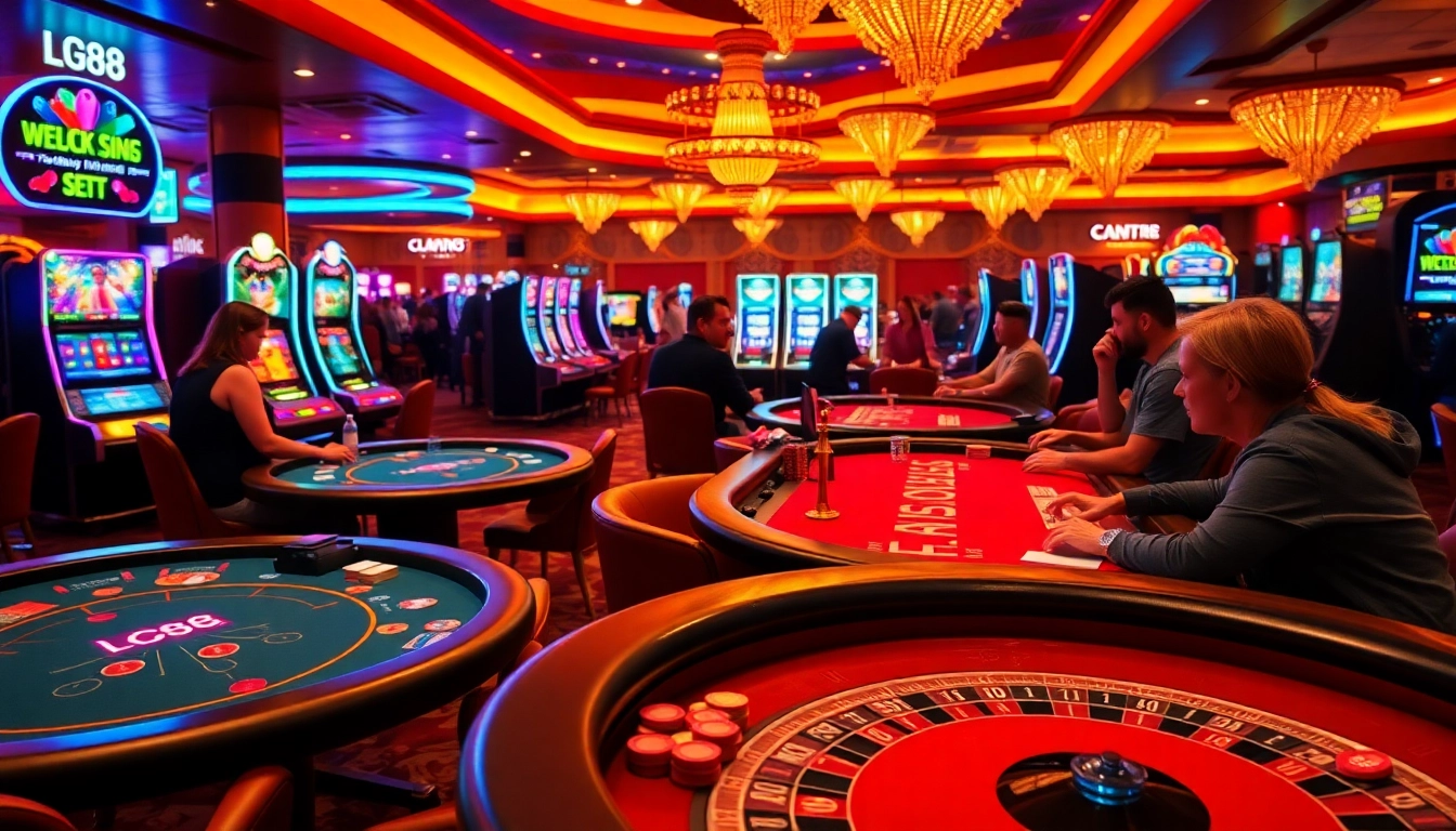 Experience the thrill of LC88 casino games with engaging players and luxury casino visuals.