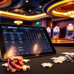 Engaging sports betting scene featuring BSport branding on a sleek tablet among casino elements.