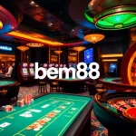 Experience high-stakes gambling at bem88 with vibrant tables and slot machines.