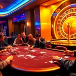 Players enjoying a high-stakes game at NK88 Casino, featuring vibrant poker chips and cards.