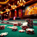 Engaging casino atmosphere at https://789cluber.com/ with poker chips and roulette wheel.