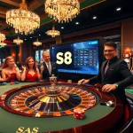 Players celebrate their wins at the S8 casino, enjoying thrilling games and vibrant atmosphere.