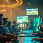 Engaging scene of players at vin777.gb.net enjoying online betting games in a vibrant casino atmosphere.