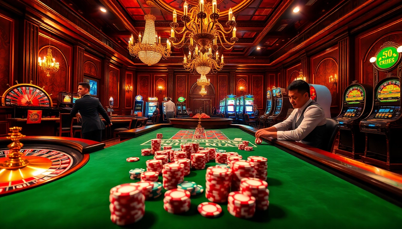 Betting at a luxurious casino table featuring elements of https://n188hv.com/ with exciting poker action.