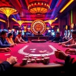 Players strategizing at a poker table in a luxurious casino atmosphere at https://vswin.ae.org/.