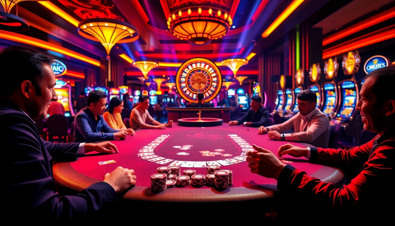 Players strategizing at a poker table in a luxurious casino atmosphere at https://vswin.ae.org/.