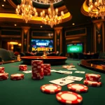Experience KBBET online gambling with vibrant chips and cards on a luxury casino table.