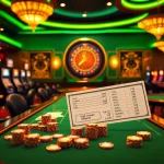 Players engaging at a casino table with tr88 betting slips and vibrant gaming action.