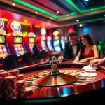 Players winning at cm88 casino games with vibrant chips and roulette wheel.