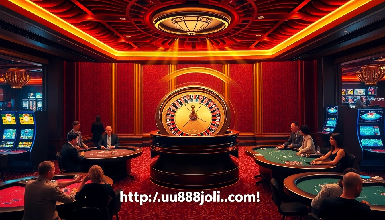 Players enjoy high-stakes games at a sophisticated casino featuring elements from https://uu88joli.com/.
