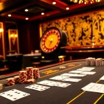 Engaging casino scene with TR88-themed poker chips and a vibrant roulette wheel.
