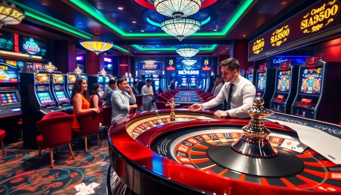 Gamblers enjoying the thrill of betting at ww88 casino with vibrant tables and exciting games.