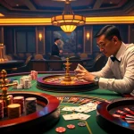 Excited gambler playing at nhà cái PS99 casino table with cards and chips.