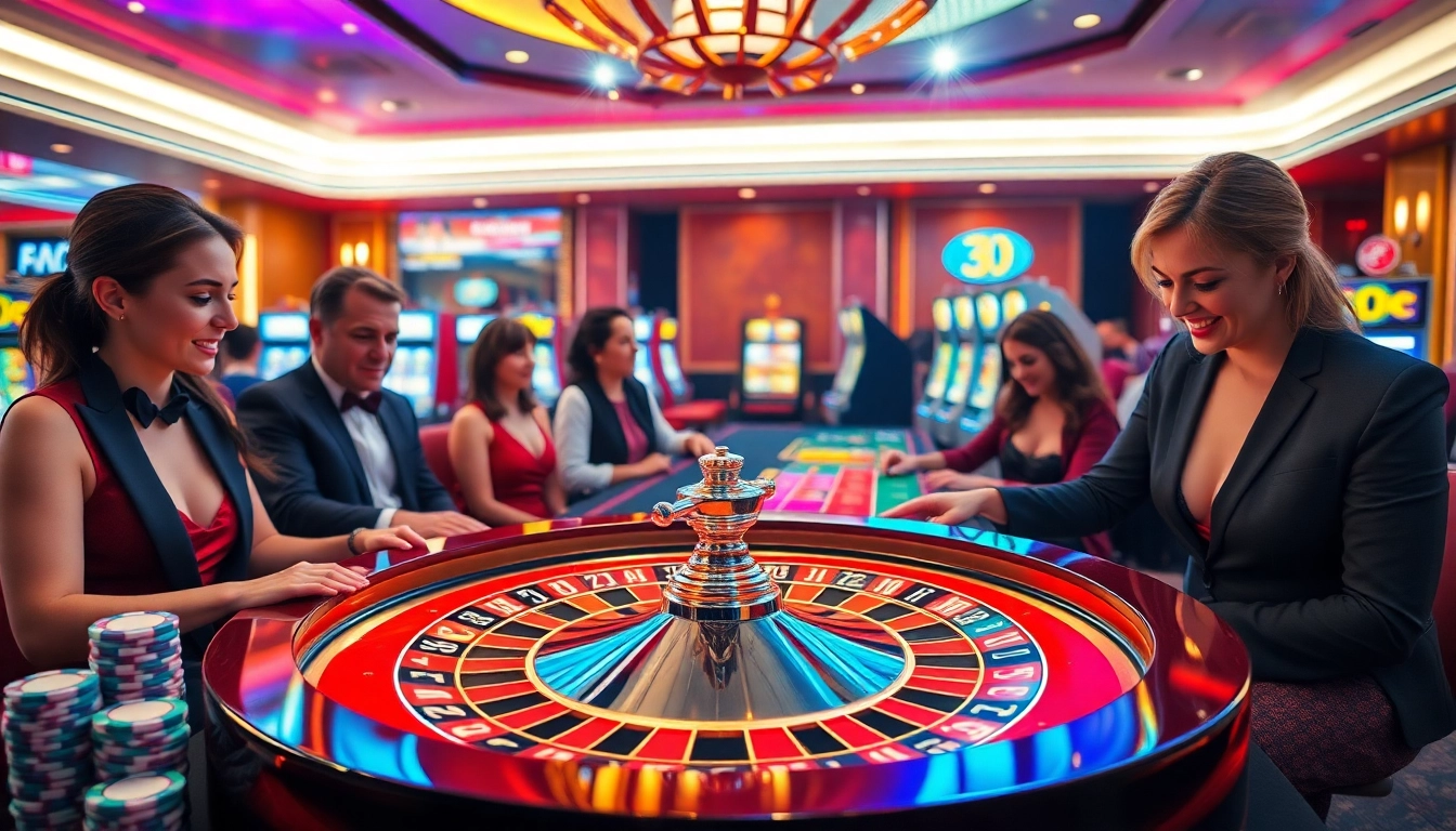 Players engaging in thrilling roulette action at 39BET casino, showcasing excitement and luxury.