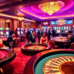 Players enjoying dynamic games at 789CLUB's luxurious casino, featuring poker tables, slot machines, and vibrant atmosphere.
