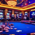Exciting gaming experience at HITCLUB casino with vibrant slot machines and poker tables.