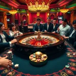Experience the thrill of king888 at an elegant casino featuring a lively roulette table with players.