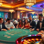 Engage with the thrilling atmosphere of win55 com featuring a diverse crowd at an upscale casino table.