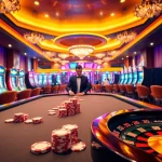 Experience the excitement of K8Bet at luxury casino tables with vibrant gambling elements.