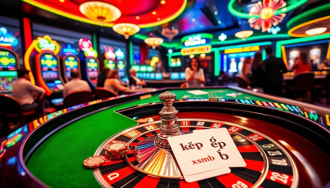Play exciting lô kép xsmb at a glamorous casino table with vibrant gambling elements