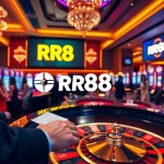 Experience the thrill of rr88 đăng nhập at a vibrant casino table with players enjoying roulette and slot machines.
