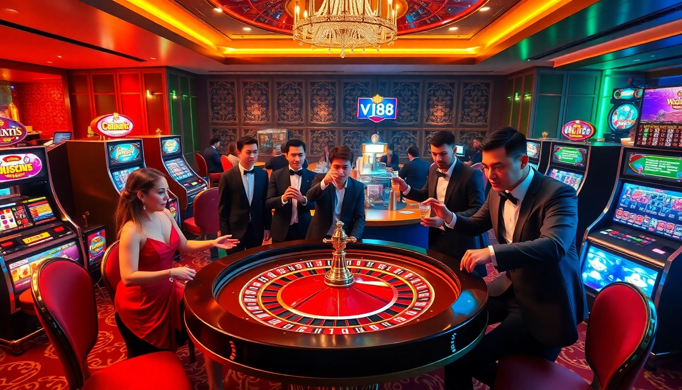Experience exciting gameplay at https://vj88.online/ with vibrant casino tables and immersive slot machines.