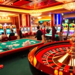 Experience the thrill at nhà cái PS99 with vibrant casino tables and players immersed in gaming.