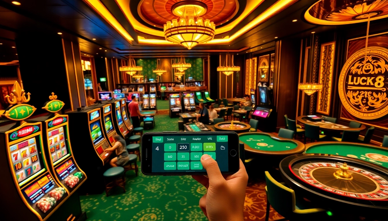 Experience the excitement of online gambling at luck8 trang chủ with vibrant slot machines, poker tables, and roulette wheels.