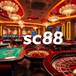 Exciting online gambling scene at SC88 featuring poker chips and roulette.
